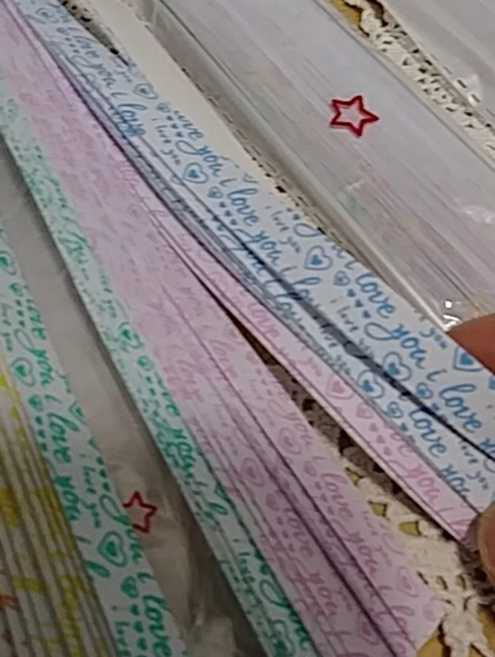 origami / quilling paper strips bundle, i love you
